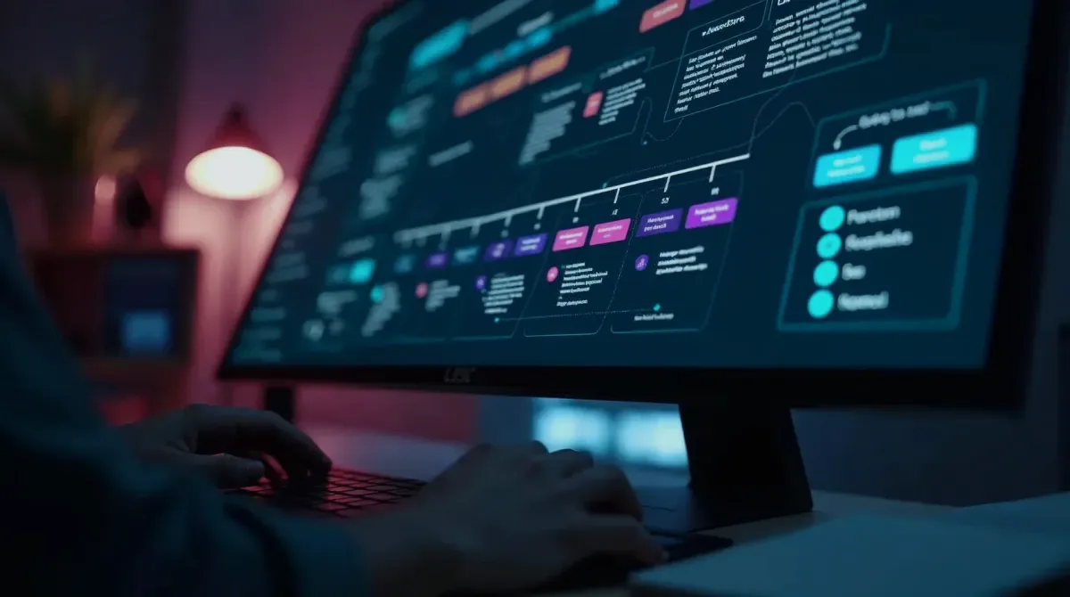 Digitalisierungs- und KI-Strategie als Dokument mit Prozessdiagrammen auf dem Bildschirm